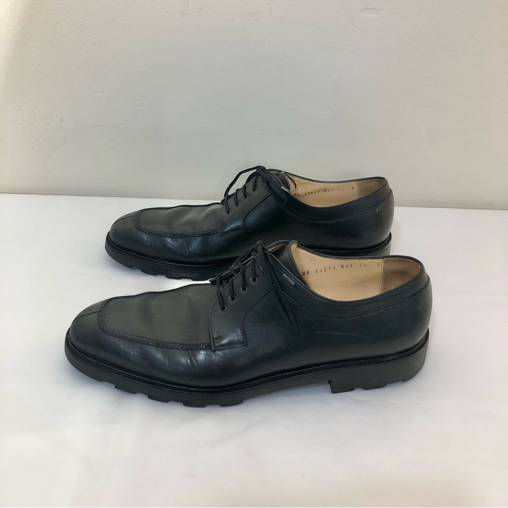 SALVATORRE FERRAGAMO Leather Black Men's Derbys Split Toe SZ 13 Lace Up Classic